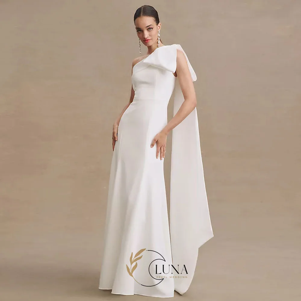 Luna Customized One Shoulder Floor-Length Wedding Dresses 2026 Sleeveless Simple Elegant Bridal Party Gown robe de mariée