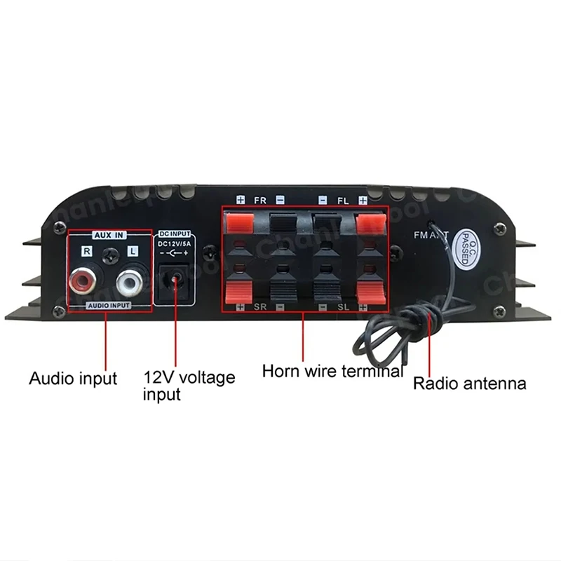 4 Channel HiFi Sound Amplifier Digital Audio Bluetooth Amplifier 1600W Peak Power Karaoke Player FM Radio Support Remote Control