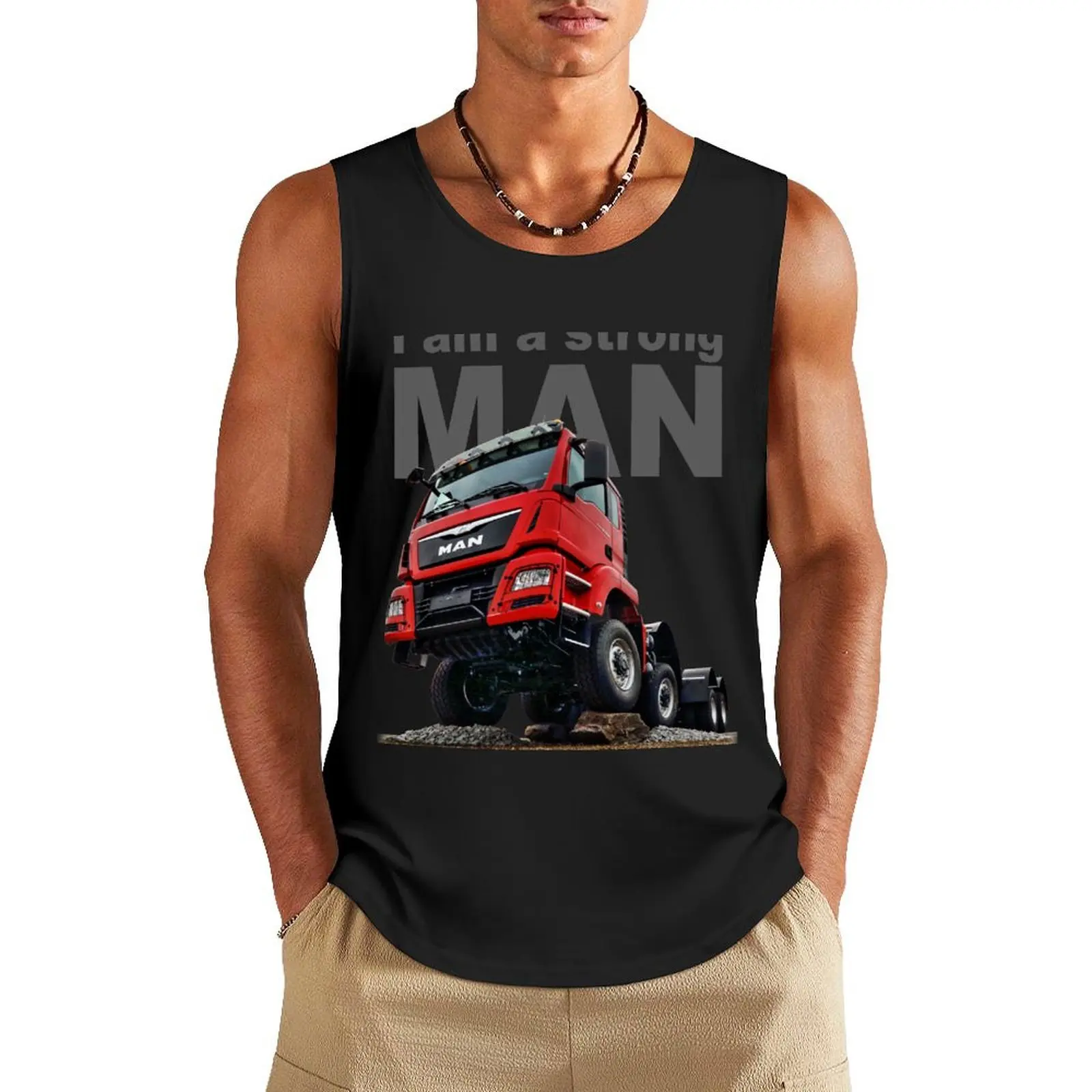 Strong MAN TGS 41.480 8x8 Grey - Trucknology Days Tank Top bodybuilding men Men's gym t-shirt Men's sports t-shirt