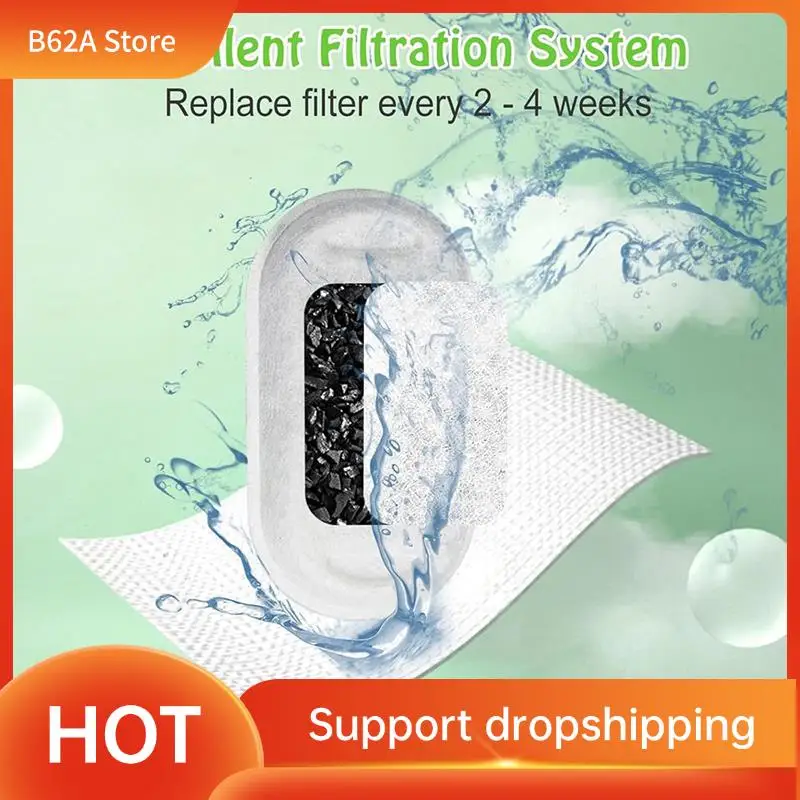 

B62A 16 Pack Cat Water Fountain Filters Replacement For 108/3.2L& 67Oz/2L Pet Water Dispenser With 16 Pre-Filter Sponges