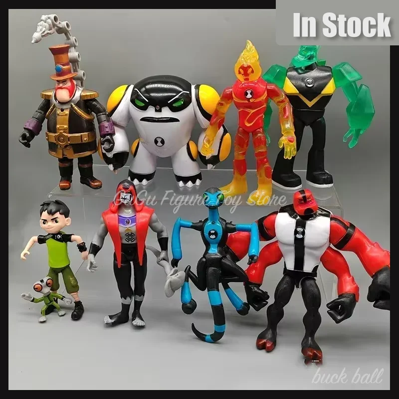 9 Pcs/Set Ben 10 3-12 Figure Ben Tennyson Ben Four Arms Grey Matter Heatblast Model Ornaments Anime Figures Doll Kids Toys Gifts