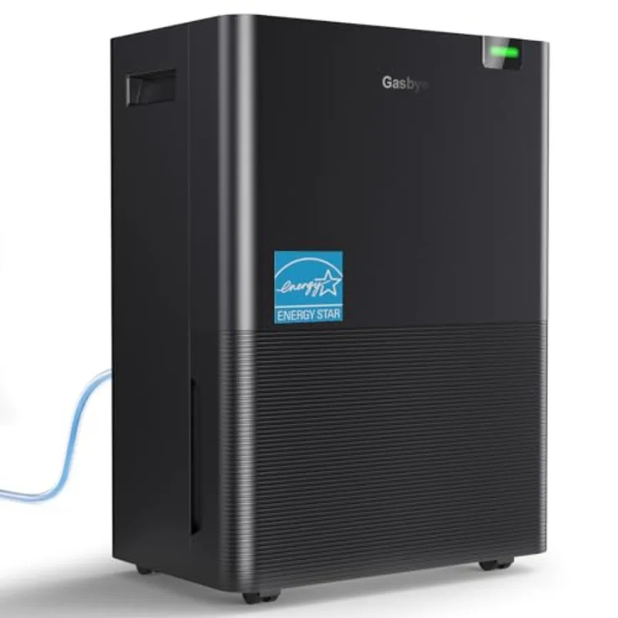 

2025 Energy Star 4500 кв. футов. Осушитель воздуха для подвала с дренажным шлангом, 75 пинт/сутки, черный, тихий (43 дБ), компрессорный, с легким дренажем, автоматическое сливание