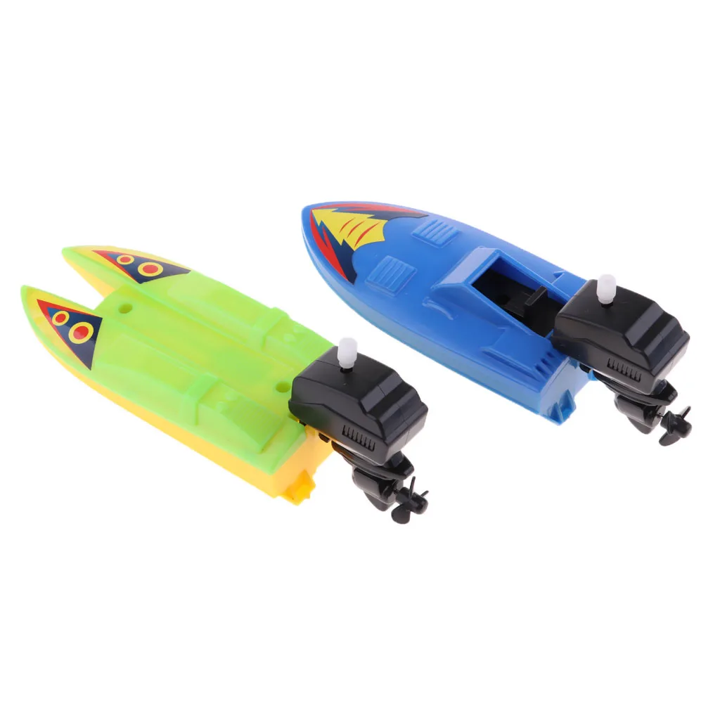 어린이를 위한 재미있는 수중 목욕 장난감 - 떠다니는 시계태엽 보트 2개 세트