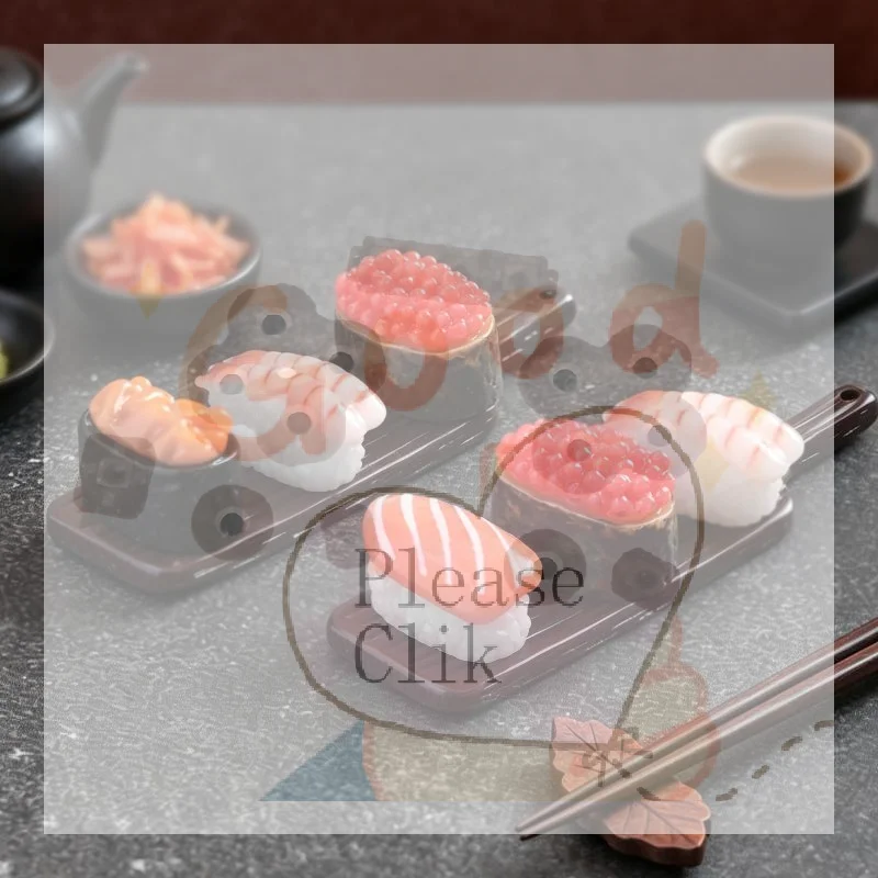 10pcs Mini Japanese Sushi Model Salmon Roe Sweet Shrimp Sushi Miniature Food DIY Resin Accessory Pendant Dollhouse Decoration