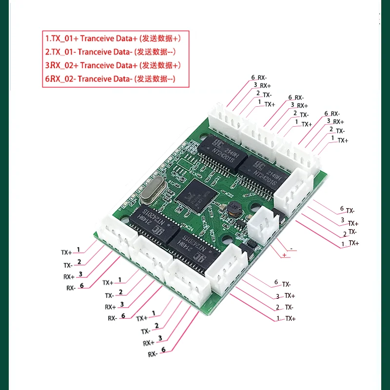 Imagem -03 - Ethernet-switch Rápido Mini Portas 10 100mbps Rede Hub Módulo Pcb para o Desenvolvimento do Sistema