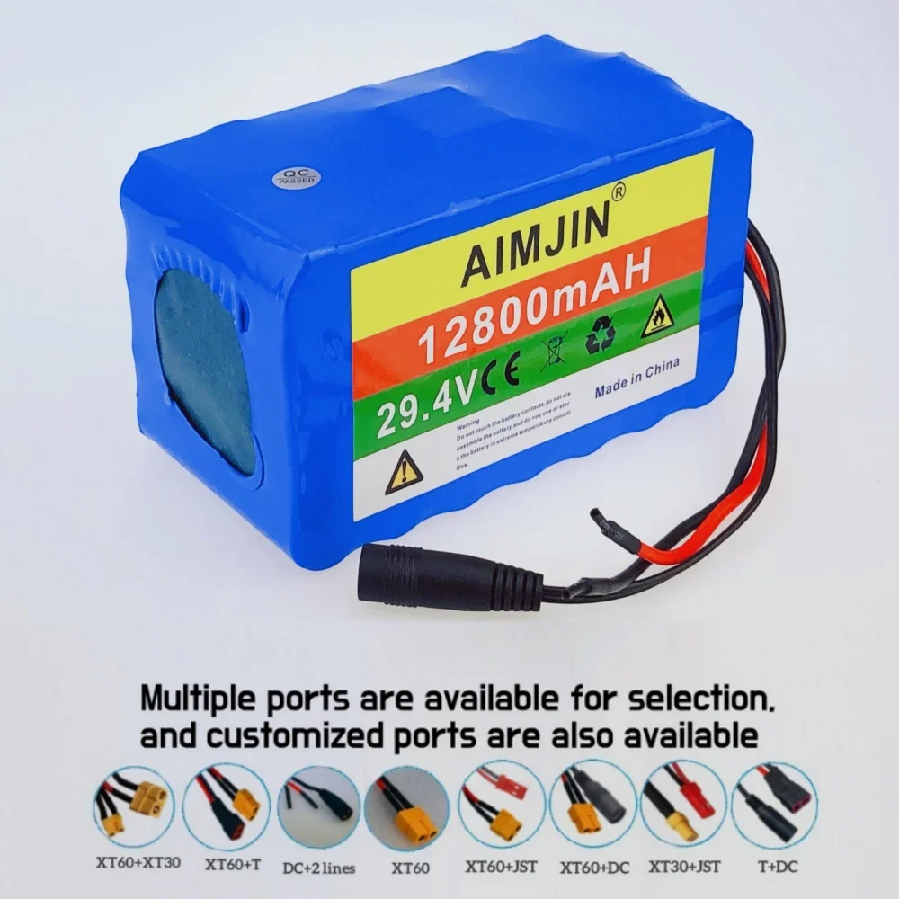 18650 Akkupack 7S4P 29,4 V wiederaufladbarer Akku, 12800 mAh Hochleistungs-Lithium-Akku, 29,4 V Ladegerät