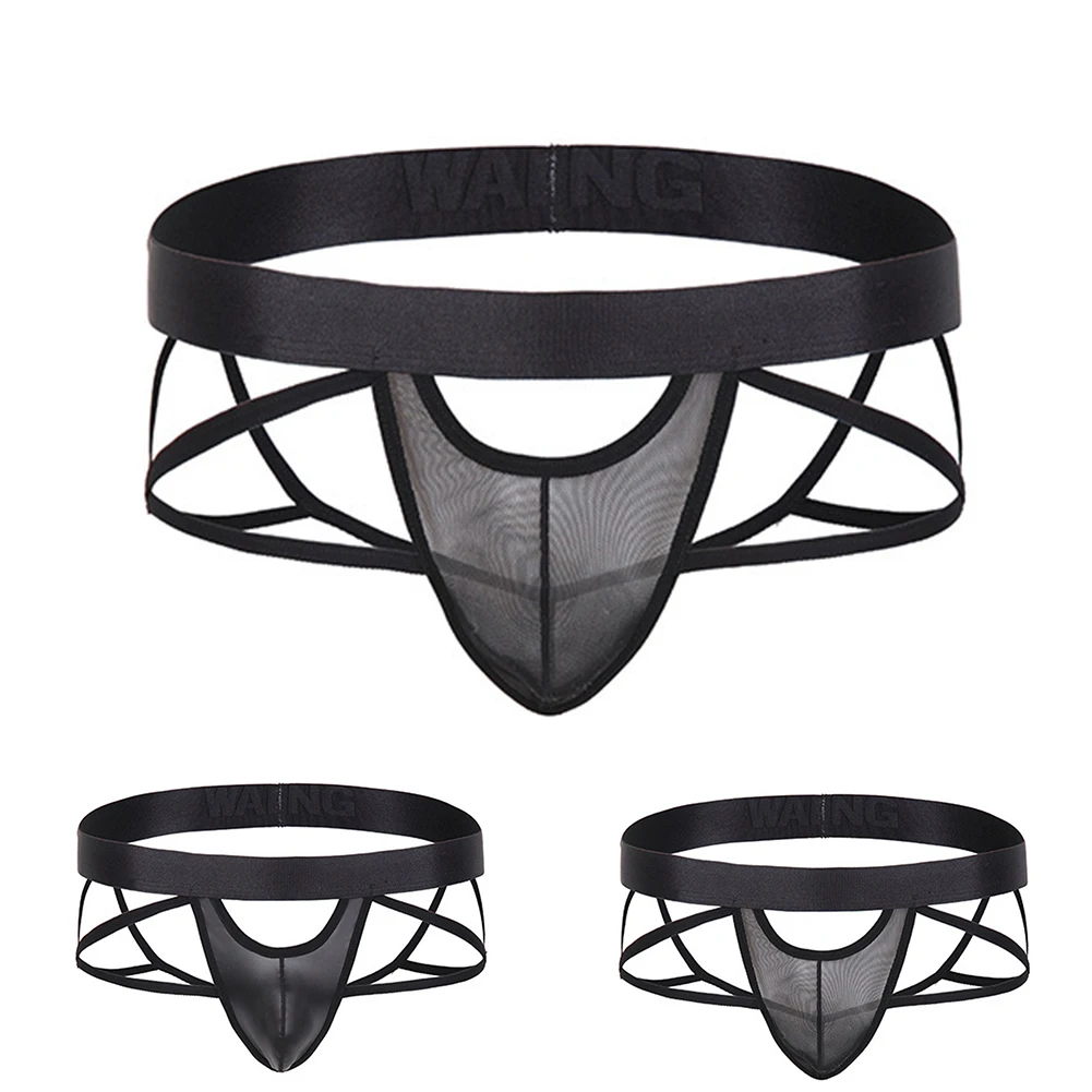 Men Sexy Open Butt Briefs Jockstrap Hollow Out Boxer Brief Underwear Underpants