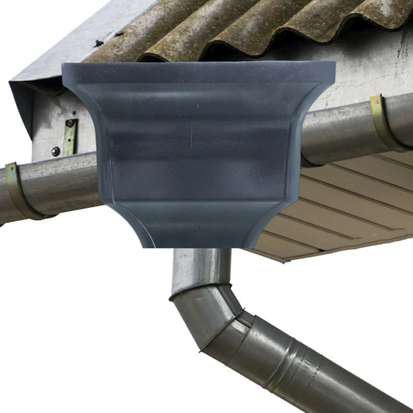 High Strength Aluminum Alloy Rainwater Collector Diverter Grey 30x22x18cm Rain Gutter Downspout Adapter Outdoor Gutter Extension