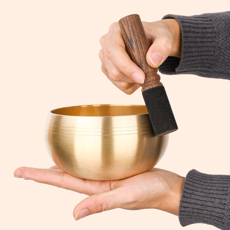 وعاء الموسيقى النحاسي التبتية السنسكريت اليوغا التأمل لشفاء الصوت الإجهاد الإغاثة بوذا أداة اليقظة الذهنية #5