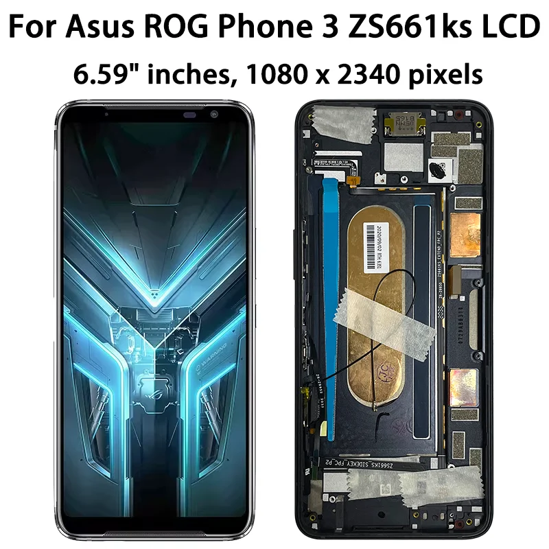 6.59 "Originele Amoled Voor Asus Rog Telefoon 3 Strix Zs661ks Lcd Scherm + Touch Panel Digitizer Voor Asus Rog 3 I003d I003dd