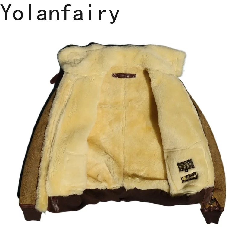 YOLANFAIRY High-end 100% Real Fur Coats Men Luxury Winter Sheepskin Shearling Natural Fur Jacket Vintage Warm Fur Coat 2026