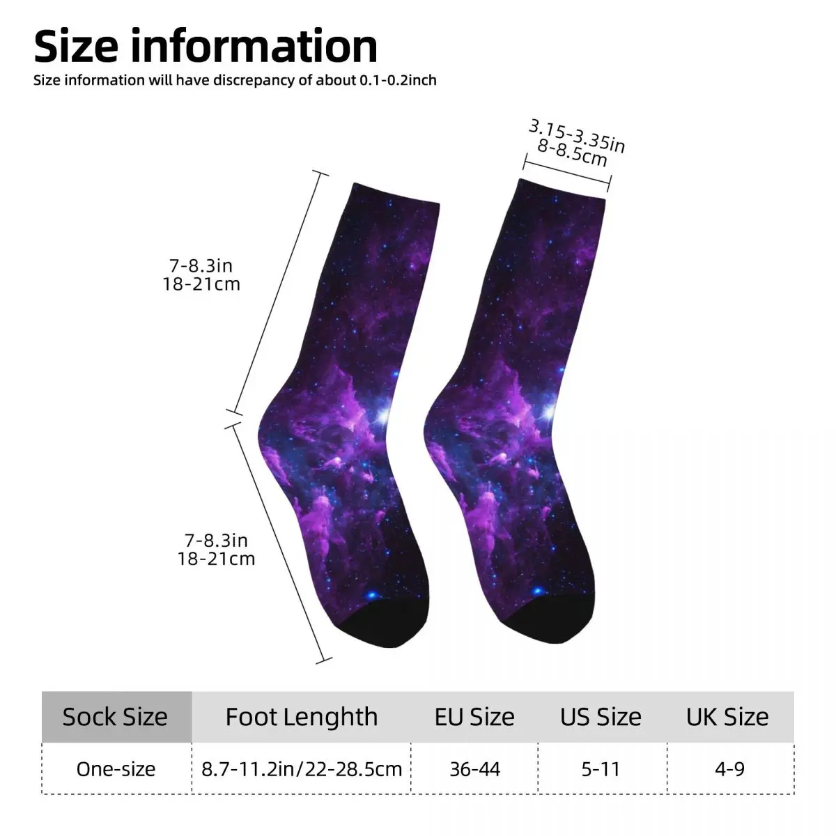 Purple Galaxy Socks Colorful Print Kawaii Stockings Autumn Anti Bacterial Female Socks Soft Custom Cycling Socks