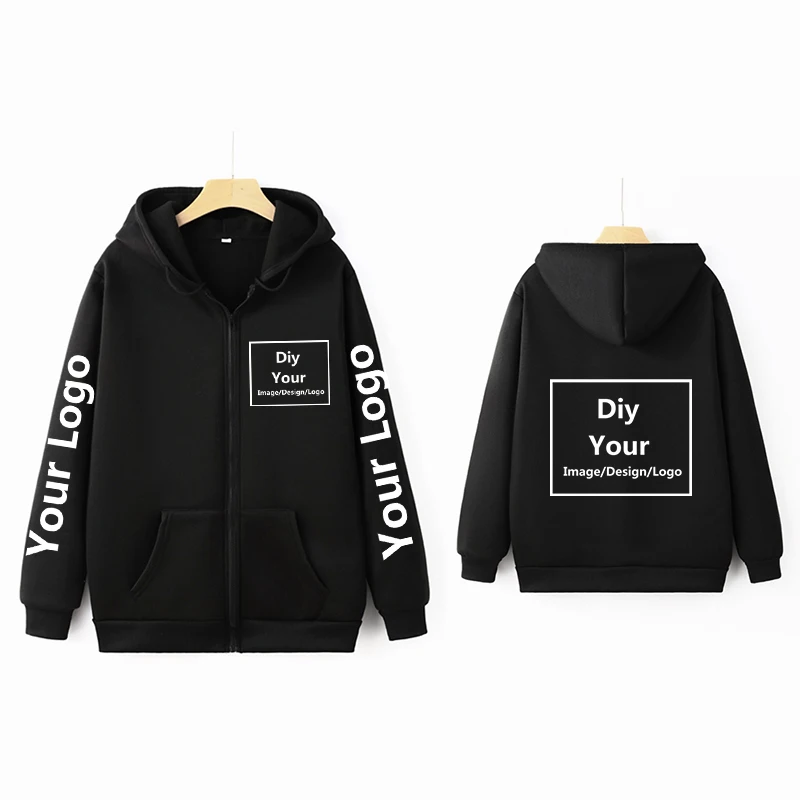 DIY Custom Your Image/Design/Logo/Text Zipper Hoodies Men Women Hoodie DIY Print Zip up Sweatshirt Long Sleeves Harajuku Casual