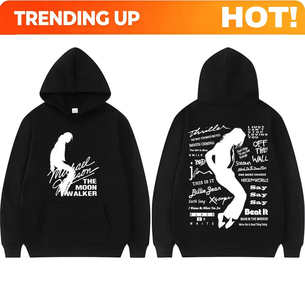 Customization Michael Jackson King Of Pop Music Album Hoodies Men Women Harajuku Streetwear Vintage Sweatshirts Casual Fleece Ov