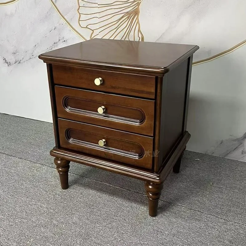 Medieval solid wood bedside table American home bedroom bedside table black French master bedroom storage locker complete