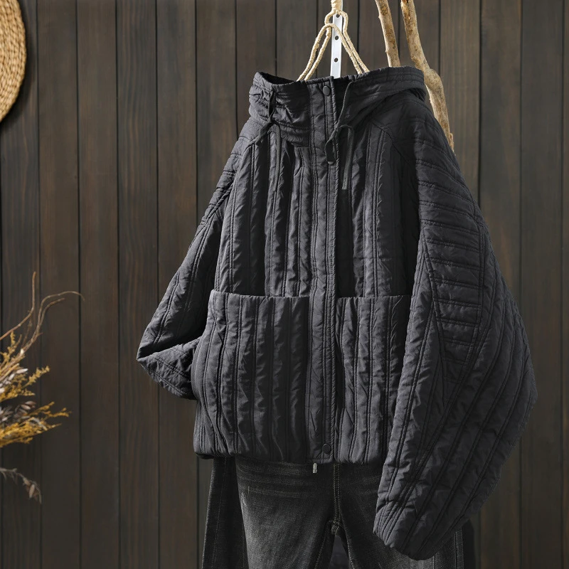 

Women Thick Warm Quilted Coats New Arrival 2025 Winter Simple Style Solid Color Loose Female Thick Warm Hooded Coats M2086
