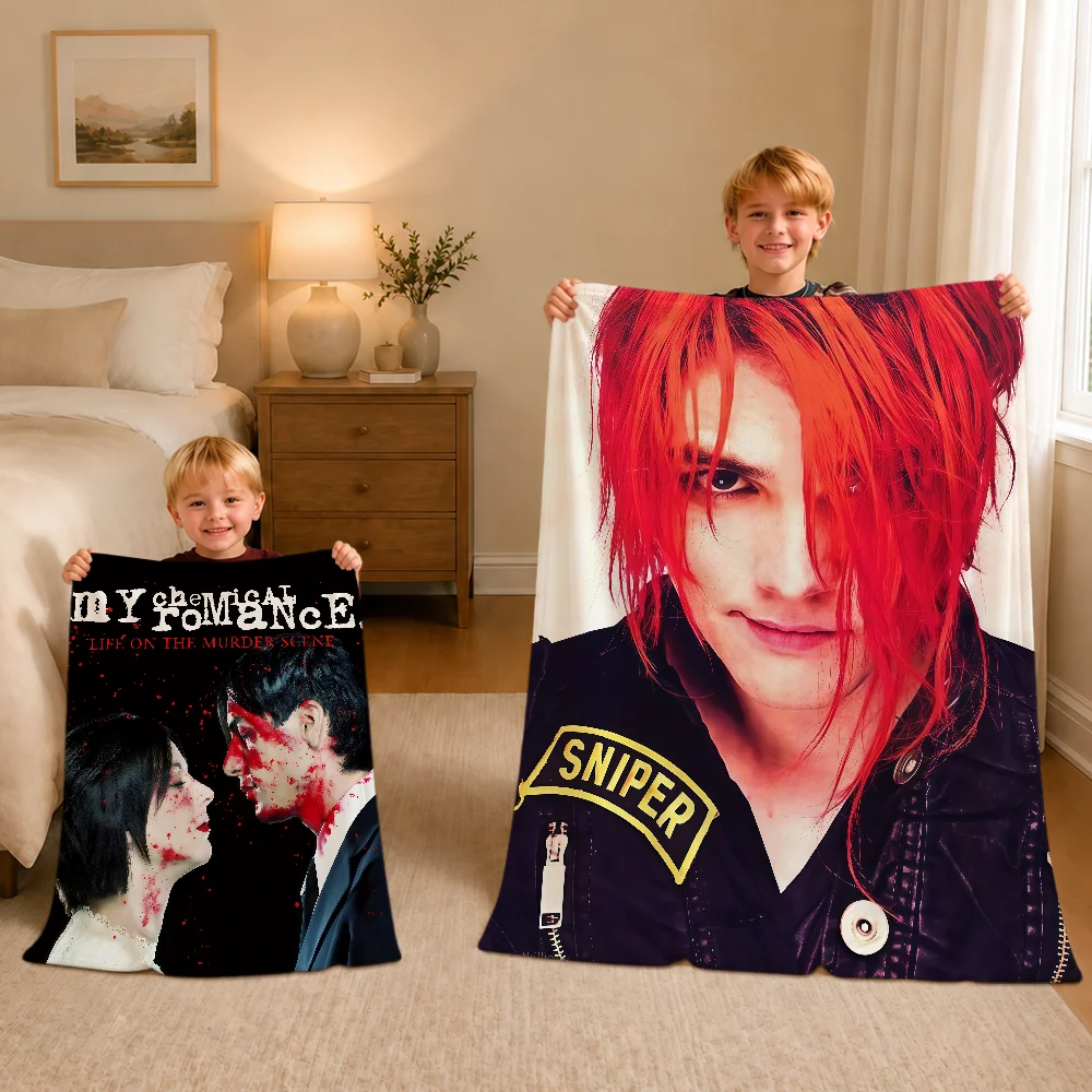 Rock Band My C-Chemical Romance M-MCR Gerard Way Warm Soft Plush Blanket Sofa Living Room Nap Home Bedroom Gift Flannel Hogar
