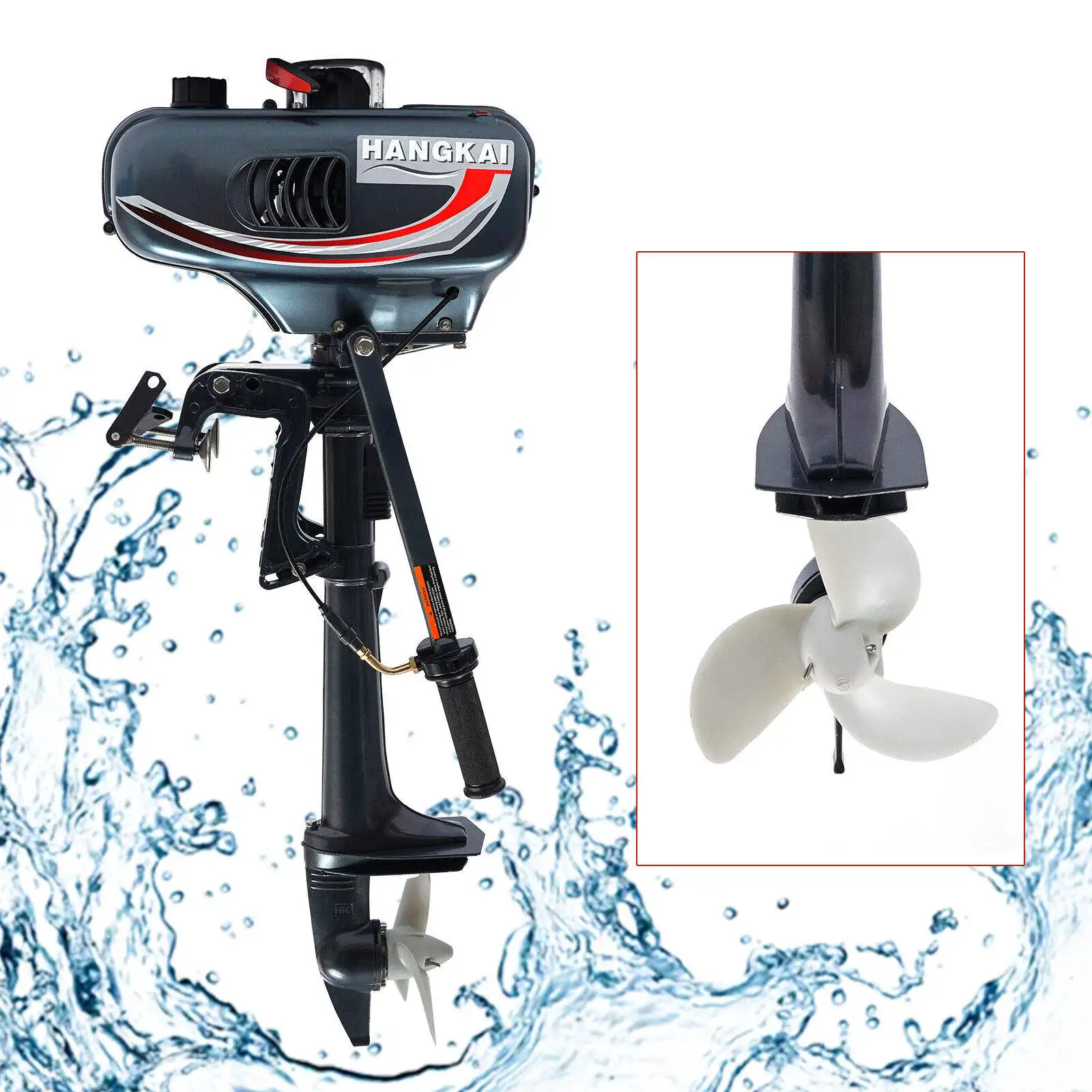 HANGKAI 2 Stroke 3.5 HP Marine Outboards Suitable 1.75-2.3 M Inflatable Kayak Boat Canoeing Ship Underwater Motors Accessories