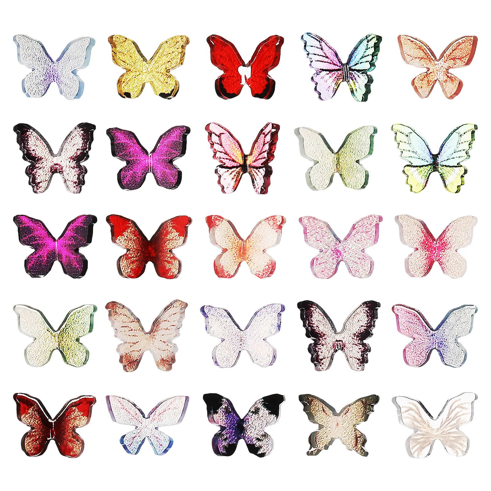 

50 Pcs Resin Butterfly Miniatures Craft Supplies Home Ornaments DIY Projects Mixed Styles Random Colors Mini charms for nails