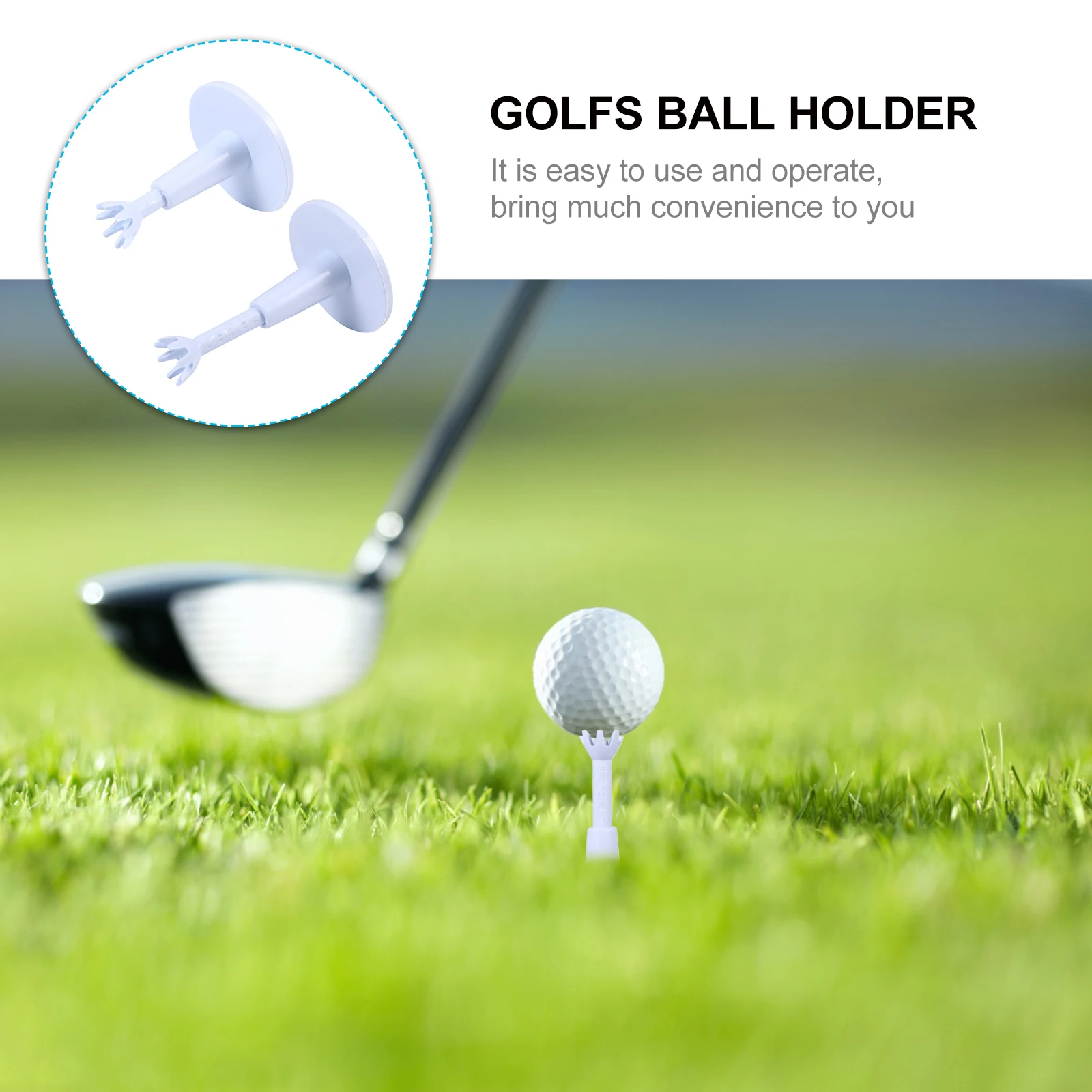 

2Pcs Golf Tees Smooth Finish Universal Fit Golf Training Equipment Lightweight Strong Built in Stand for Driving Range Sessions