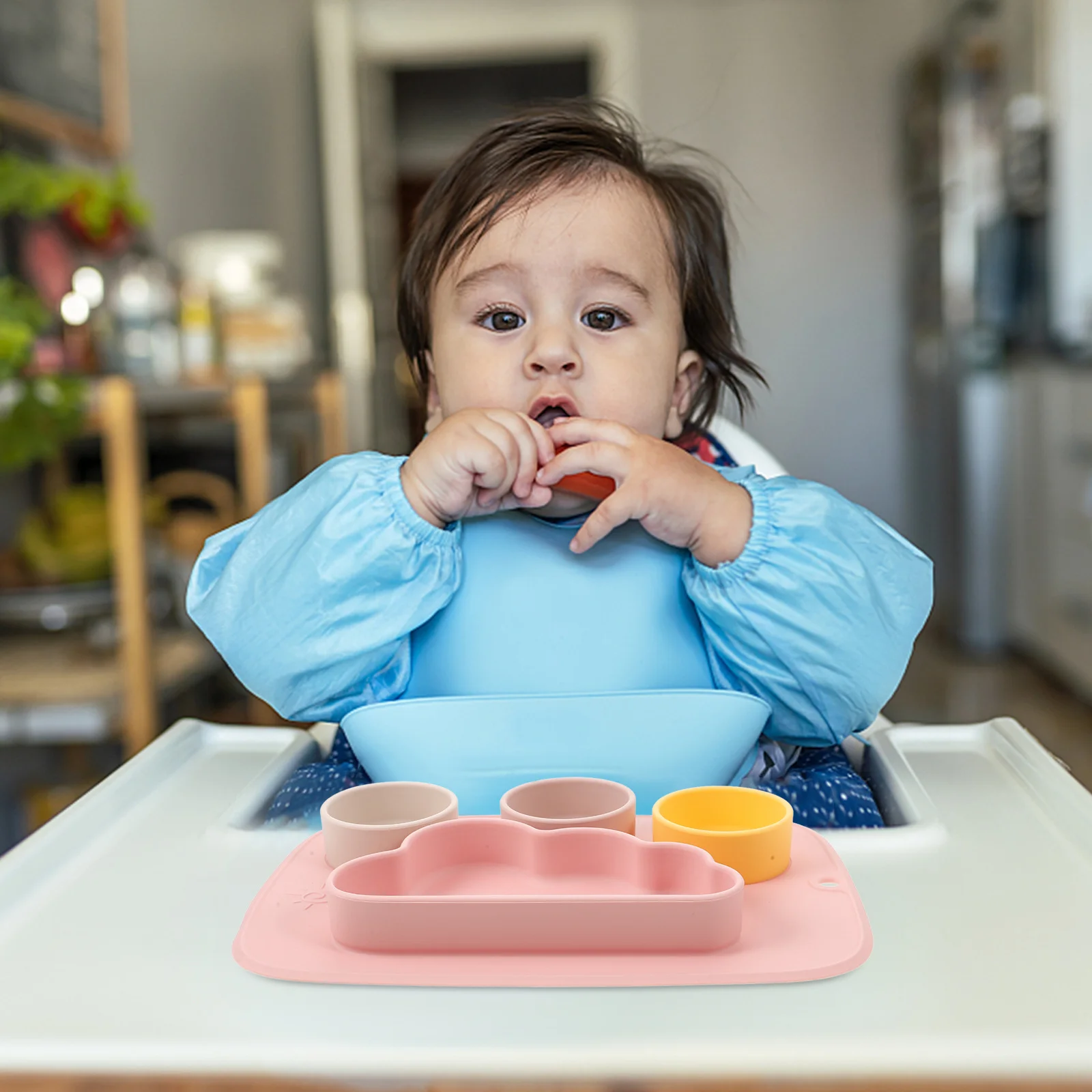 Placa de sucção de silicone de qualidade alimentar, tigelas de alimentação divididas para bebês, pratos antiderrapantes, crianças, bebês, micro-ondas