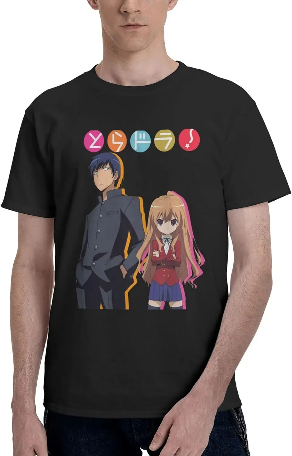 Toradora! Shirt Mens Anime Casual Fashion Cotton Crew Neck Short Sleeve Tops T-Shirt Summer for (Men,Man,Mens)