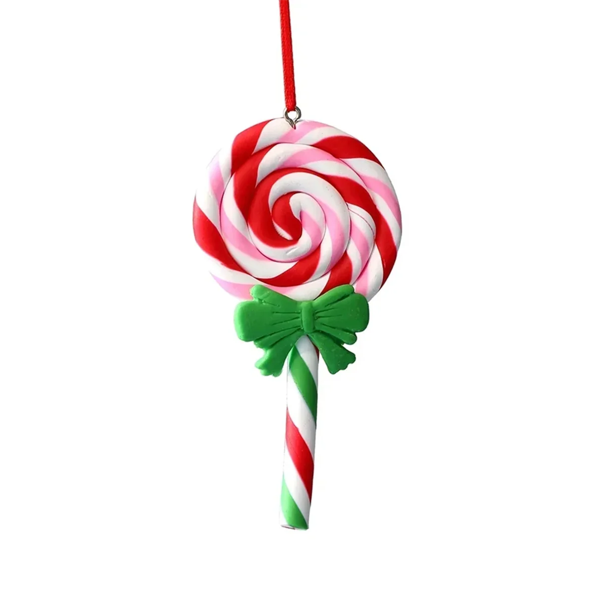 Christmas Tree Decoration Ornament Soft Clay Lollipop Red White Candy Cane Xmas Tree Pendant Christmas New Year Gift E