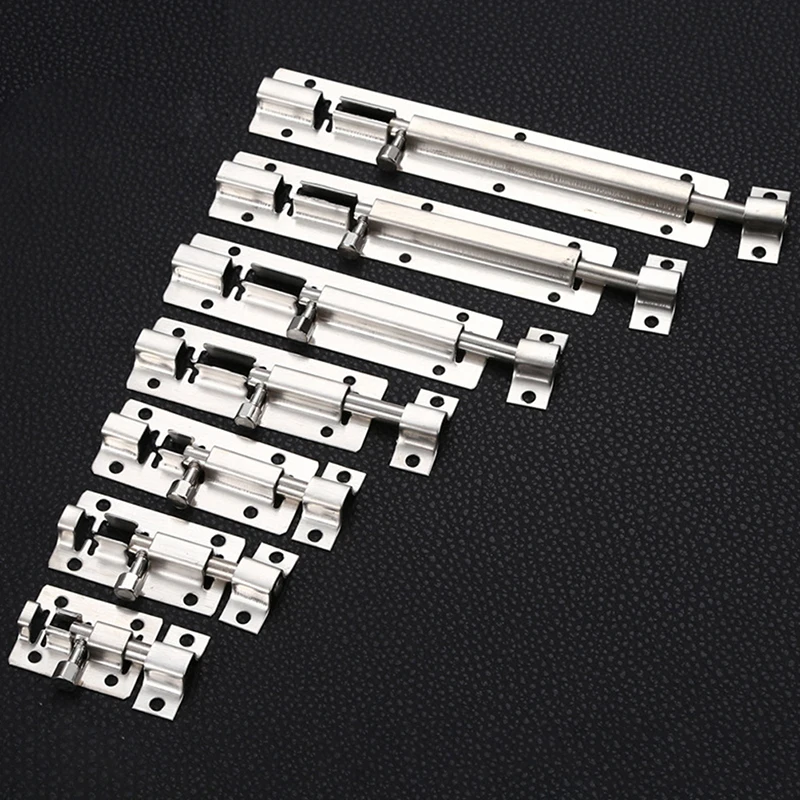 2-8 inch Stainless Steel Square Thickened Solid Door Latch Window Door Anti-theft Door Chain Bolt Hardware Parts Accessories
