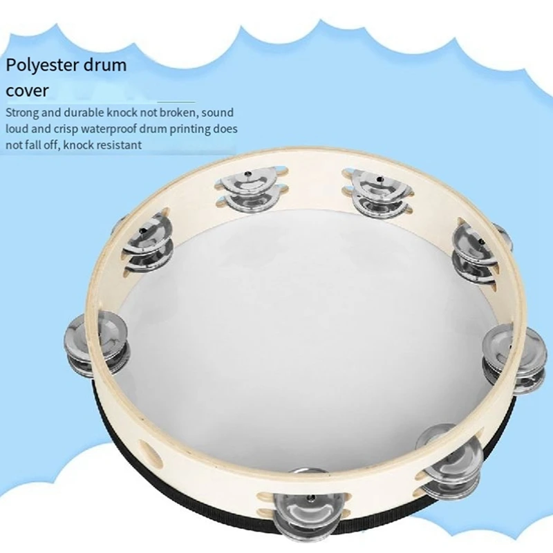 1 PCS 10 Inch Peace Dove Double Layer Hand Tambourine Hand Drum Dance Tambourine 25.5X5.5CM