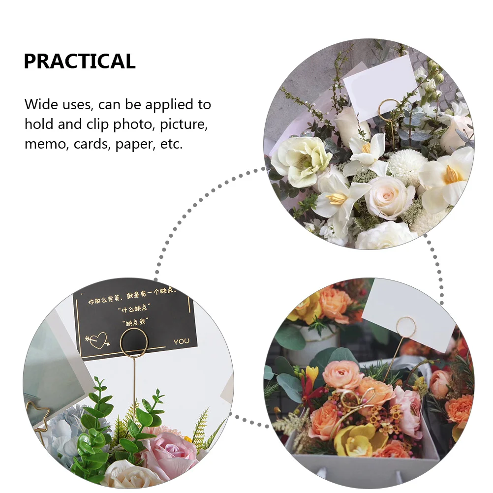 

30 Pcs Metal Flower Card Clip Holder Arrangement Decorative Place Cards Floral Pick Holders Picks for Table Placement