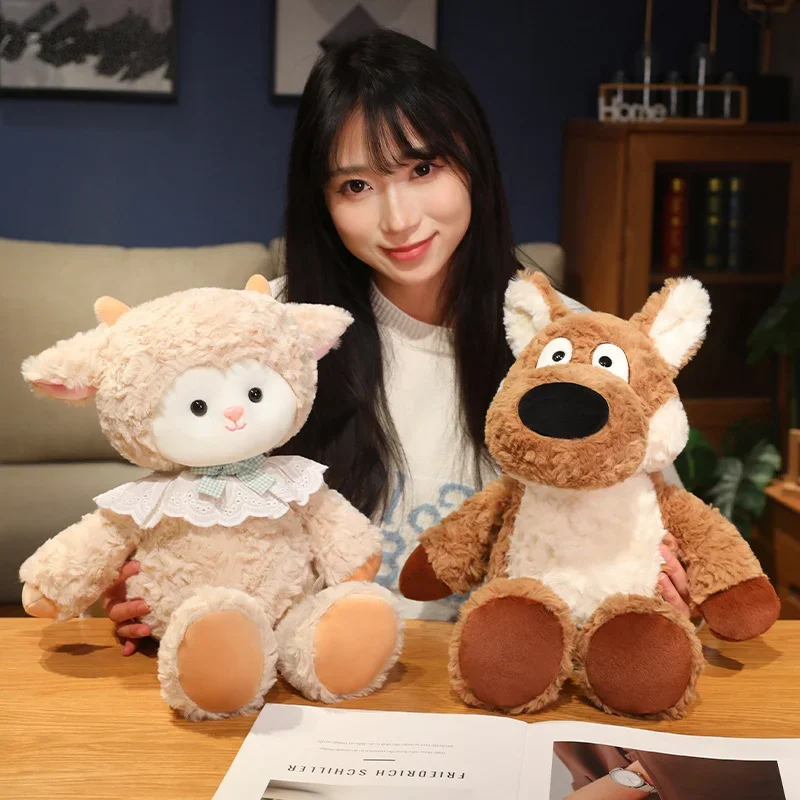 

50cm High Quality Cartoon Mr Wolf And Miss Sheep Plush Toys Soft Fluffy Handmade Wolf Sheep Doll Cute Appease Doll To Kids