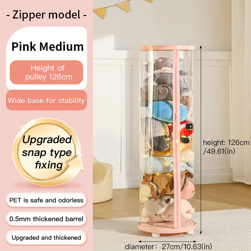 Transparent Multi-Functional Storage Bucket with Lid And Optional Wheels for Dolls Plush Toys Holiday Decorations Display Shelf image 3