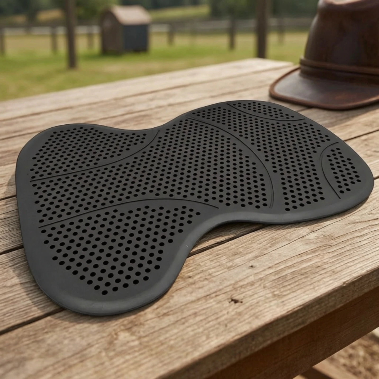 Breathable Contoured Saddle Pad with Ventilation Perforations for Horse Riding Comfort and Anti Slip Grip Training