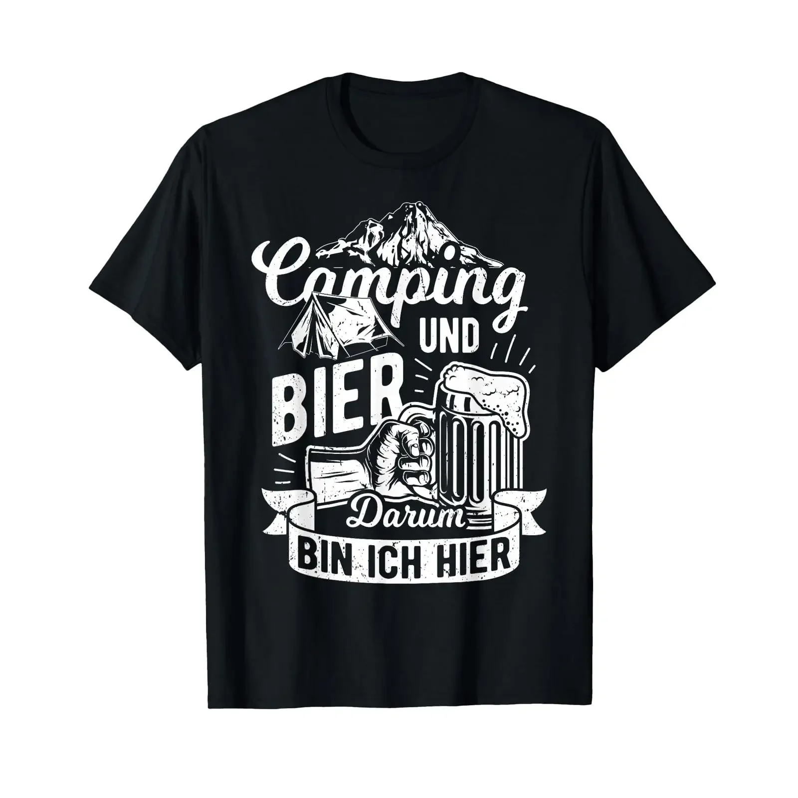 Camping Beer Father's Day Caravan Holiday Dad Hiking T Shirt black S vintage Washed streetwear Top For Everyday Wear Versatile
