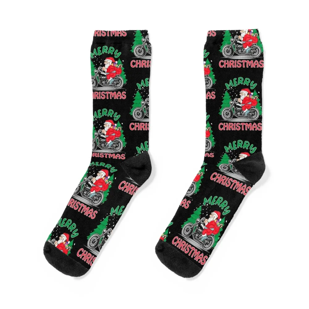 

Santa Riding Motorcycle Socks shoes tennis Antiskid soccer Socks Ladies Men's custom floor floral Socks Man Women's