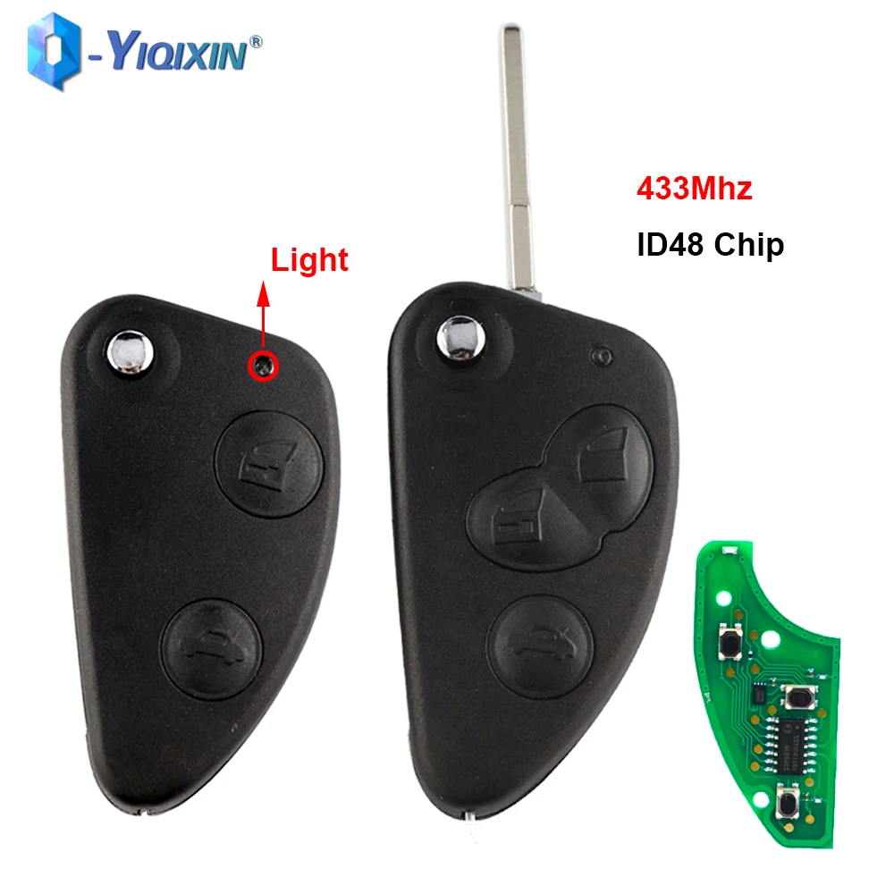 

YIQIXIN 433Mhz 2/3 Button Flip Remote Car Key For Alfa Romeo 147 156 166 GT 159 1999-2008 ID48 Chip SIP22 Blade Circuit Board