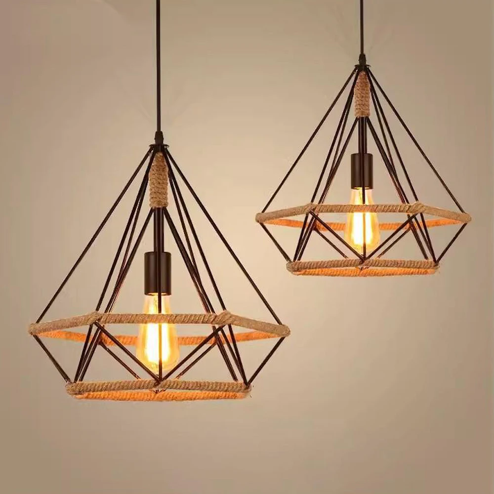 

Industrial Pendant Light Modern Hanging Lamp Vintage Ceiling Chandelier Lighting Fixture Metal Cage Kitchen Island Dining Room