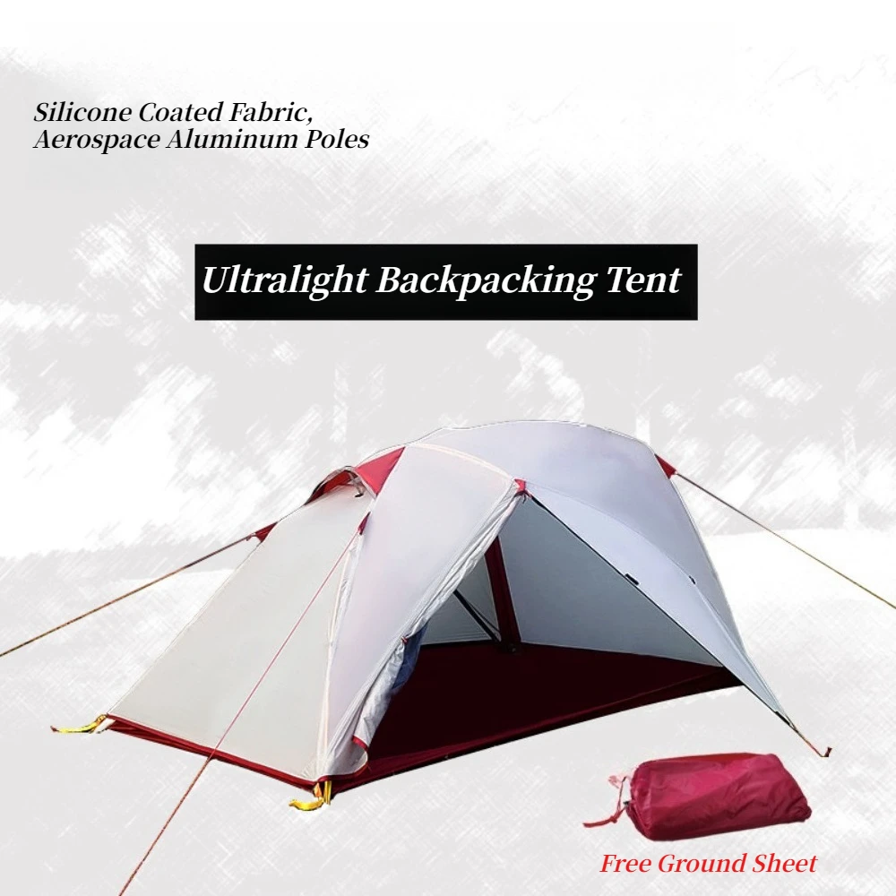 Ultralight Double Layer Camping Tent Silicone Coated Nylon Windproof Heavy Rain Waterproof Professional Hiking Mountaineering