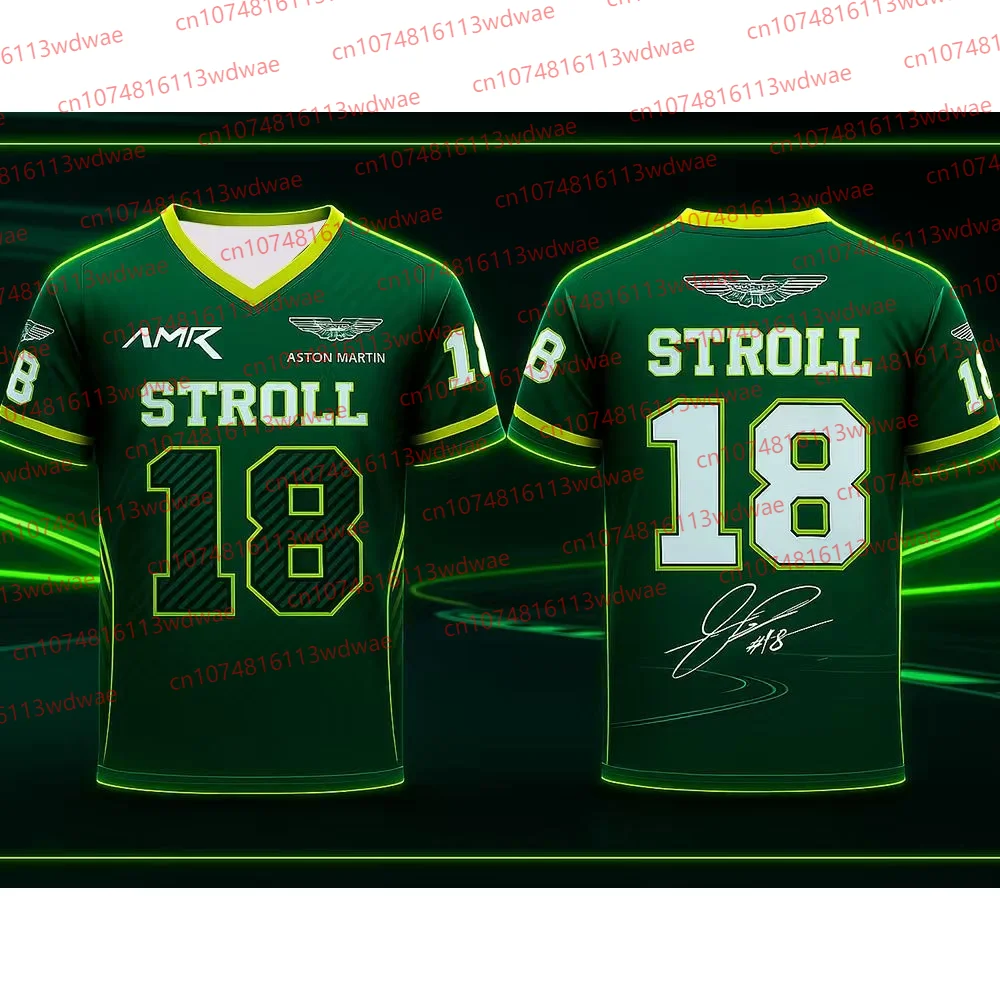 

Aston Martin 3D Street T-shirt Quick-Drying Motorcycle Silverstone Race Edition Spanish Racer Lance Stroll 18 Kit Fans T-shirt