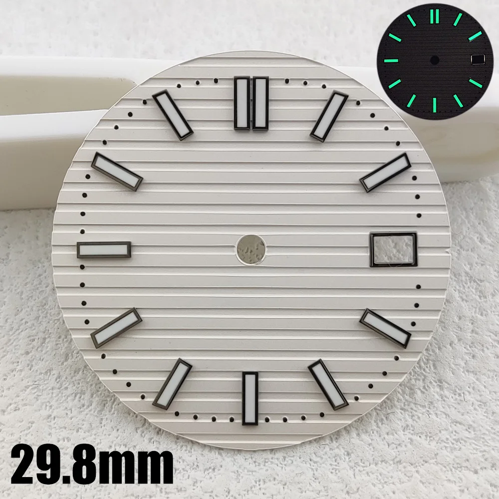 NH35 dial 29.8mm watch dial green luminous watch dial accessory fit NH35 automatic movement Custom Logo Transverse striation