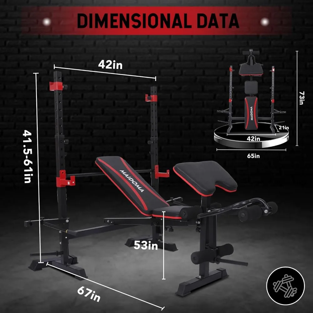 Set panca pesi predicatore Curl, Set panca e Rack Squat, panche da allenamento pieghevoli per la casa, 900LBS, Design 6 in 1