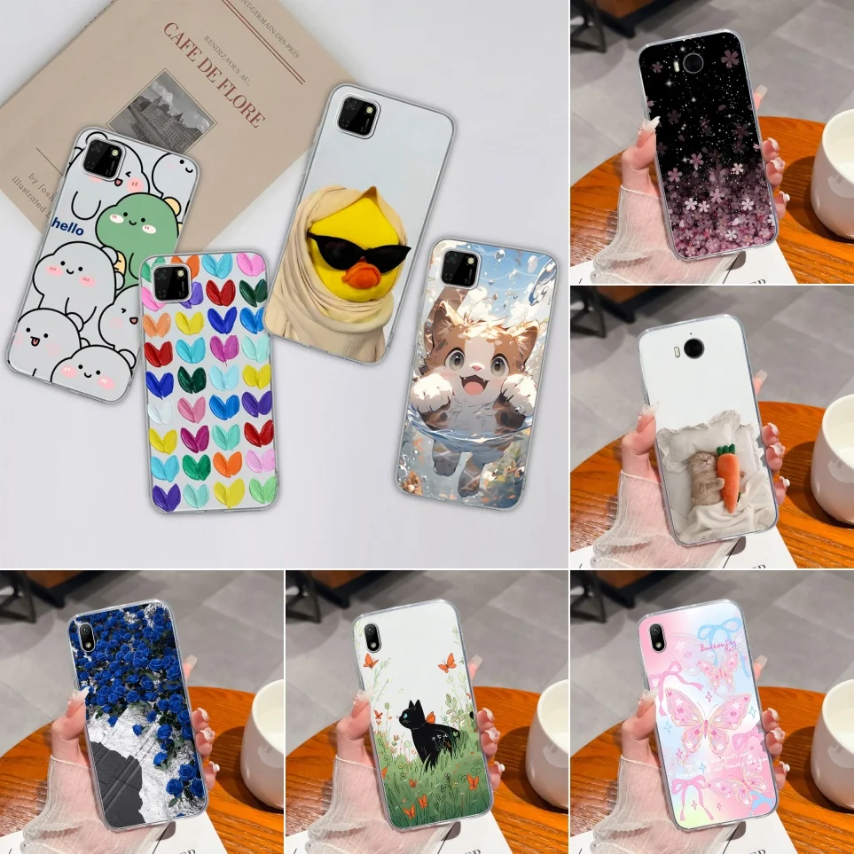 For Huawei Y5p Y5 (2019) Case Cute Cat Duck Coque Transparent Silicone Soft TPU Back Cover For Huawei Y5(2017) Funda Y5p Carcas