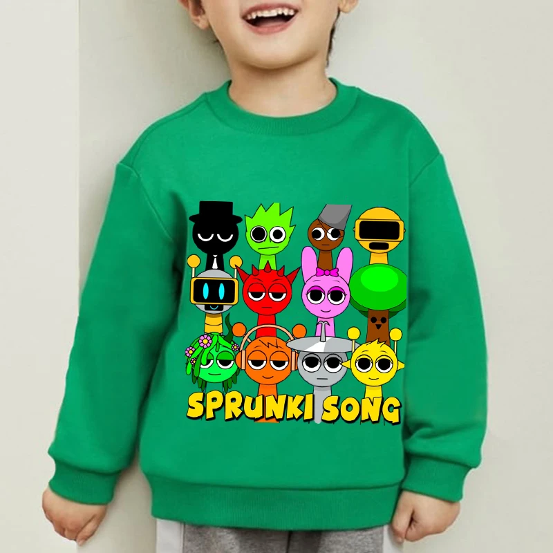 Sprunki Game Children's Clothing Casual Tops Cute Incredibox Hoodies Kids Spring Cartoon Sportswear Boys Girls Anime Sweatshirts