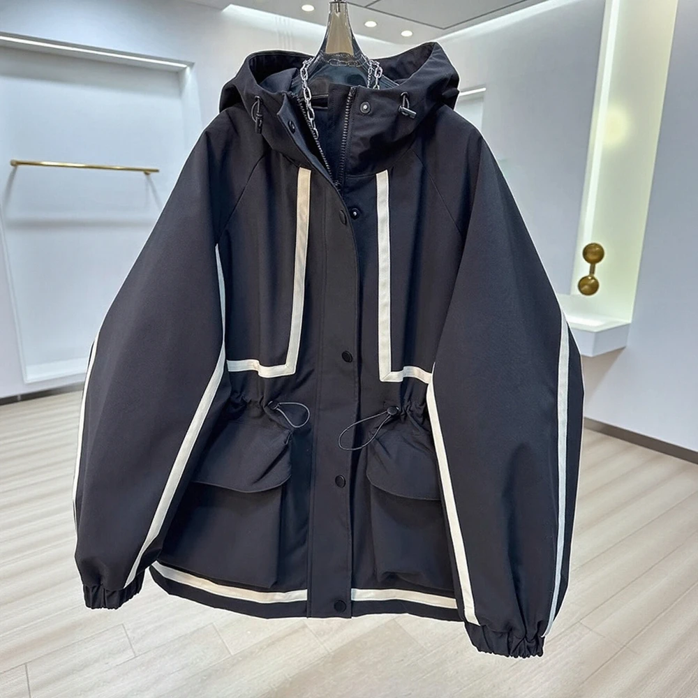 

Высококачественная женская куртка в европейском стиле с цветными блоками, утягивающая повседневная ветровка, короткое пальто для женщин