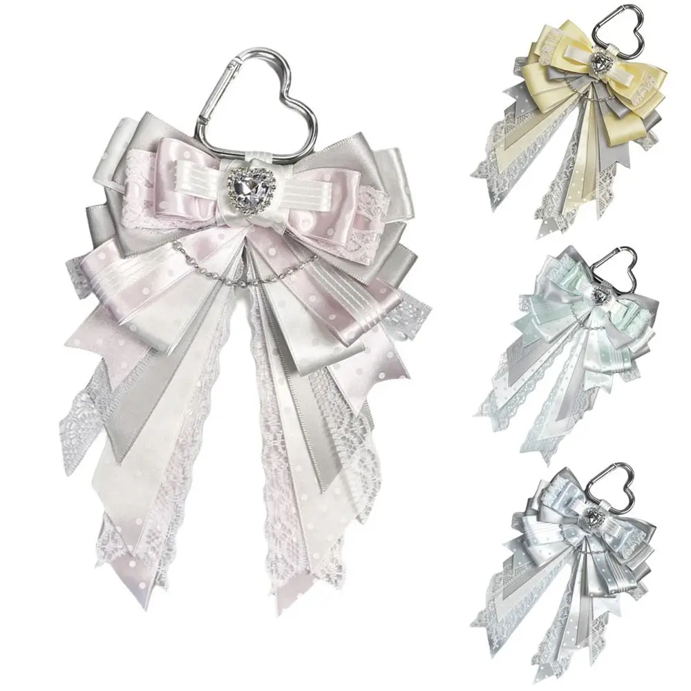 Pendant Style Bow Ribbon Keychain Handmade Pink Lace Bow Itabag Carat Rod Pendant Itabag Decoration Accessories