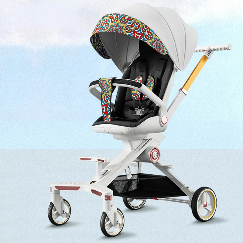 Lightweight Four wheels High landscape Baby Stroller Can Sit Lie Two-way Folding Stroller Newborn Shock absorption Baby Cariage