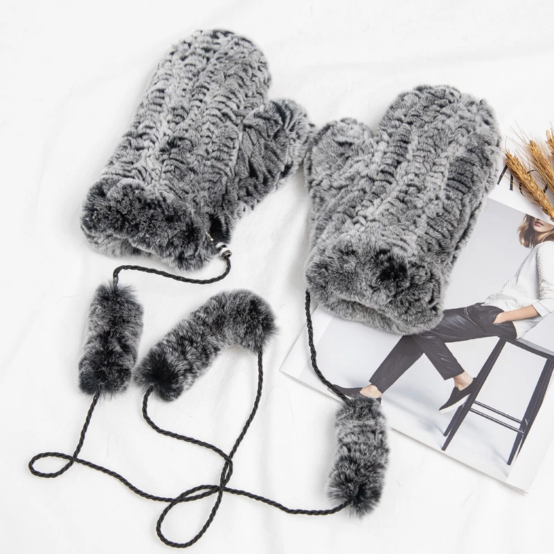 Guanti invernali Pelliccia di coniglio Luxury Brand Donna 2025 Nuovo genuino solido pelliccia di coniglio russa Guanti invernali femminili Guanti Guanti caldi