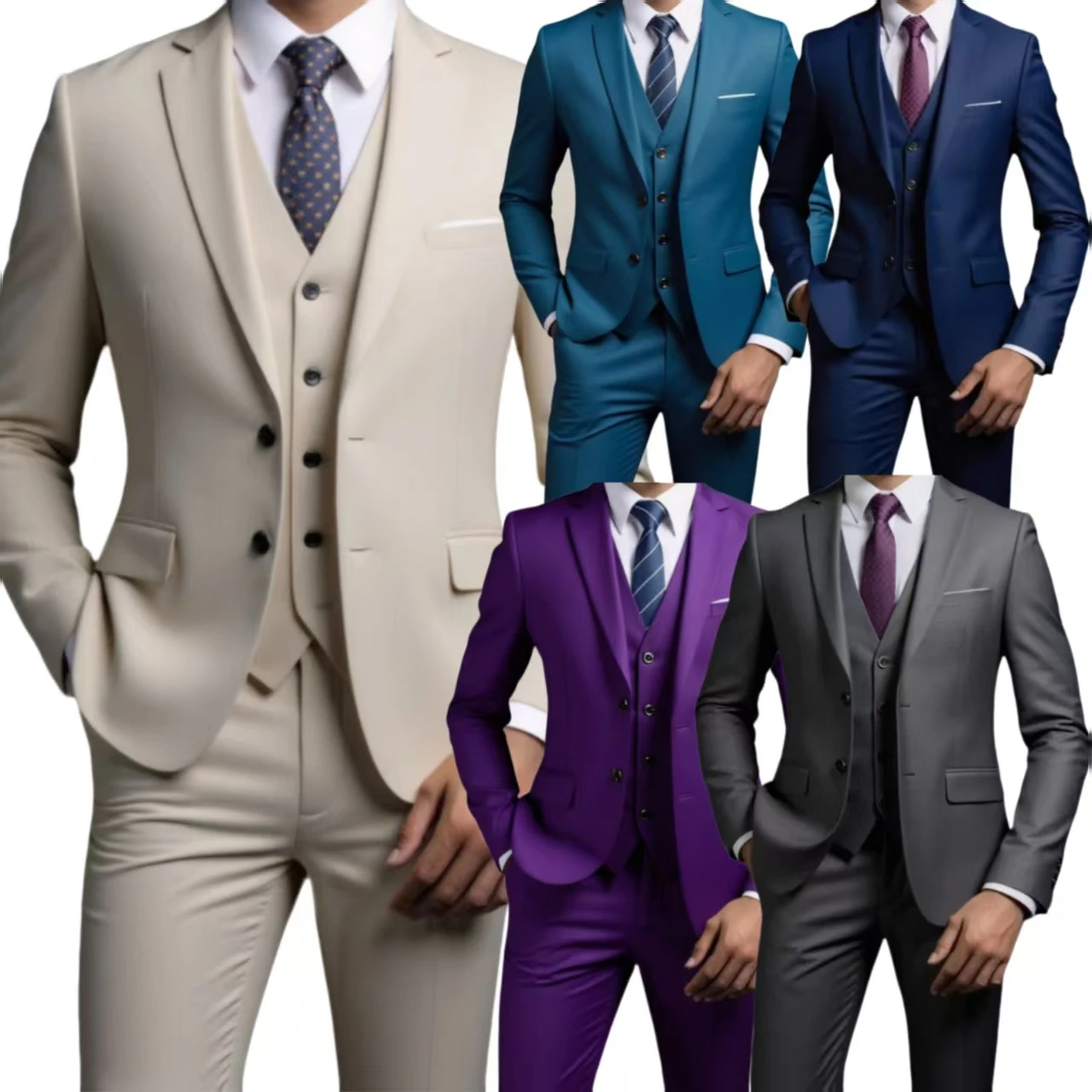 

Suits for Wedding Men Elegant 3 Pieces Blazers Set Jackets Vest Pants High-end Brand Formal Business for Wedding Dresses