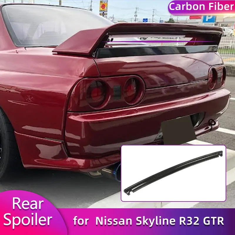 ألياف الكربون الخلفي الجذع المفسد أجنحة لنيسان سكايلاين R32 GTR 1989-1994 سيارة الخلفي سبويلر سباق التمهيد الجناح الشفاه طقم الجسم #1
