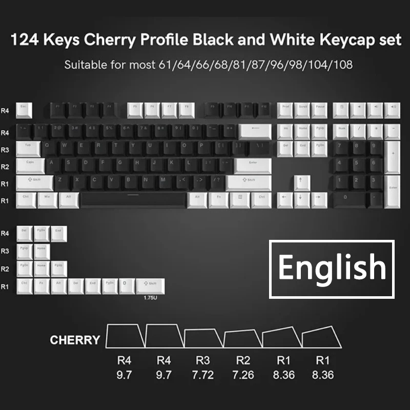 XVX Schwarz Weiß Zweifarbige Tastenkappe Japan Koreanisch Russisch Kirschprofil Frontschnitzerei PBT Für Magnetschalter Mechanische Tastatur